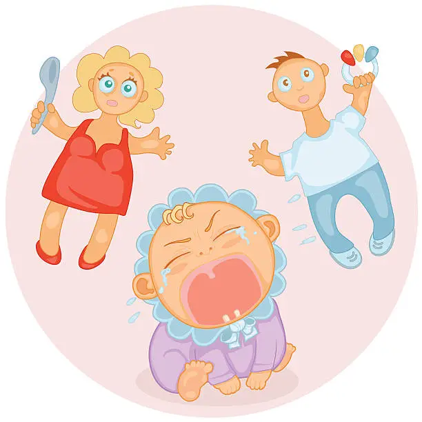 Vector illustration of crying baby