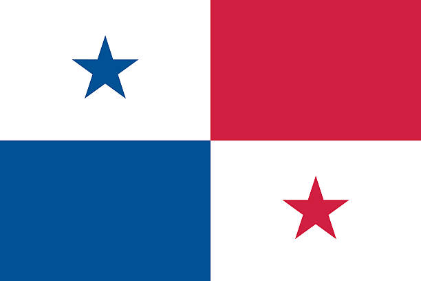 Blue, white and red flag of Panama vector art illustration