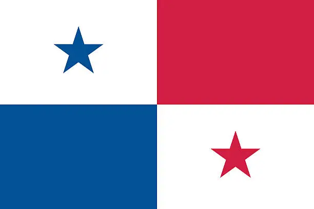 Vector illustration of Blue, white and red flag of Panama
