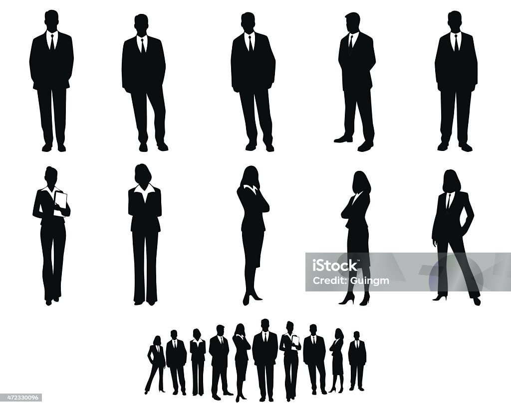 White collar workers set Vector illustration of a white collar workers set In Silhouette stock vector