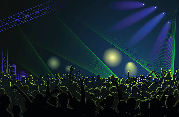 tłum na koncert - audience people unrecognizable person crowd stock illustrations