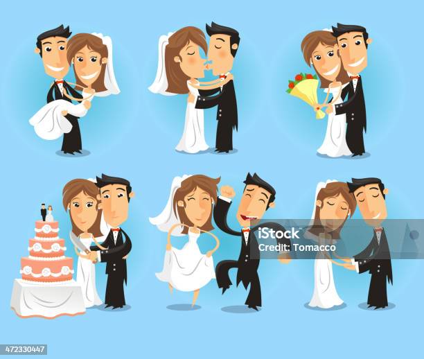 Noiva E Noivo Casamento Festa - Arte vetorial de stock e mais imagens de Casamento - Casamento, Aniversário especial, Casado