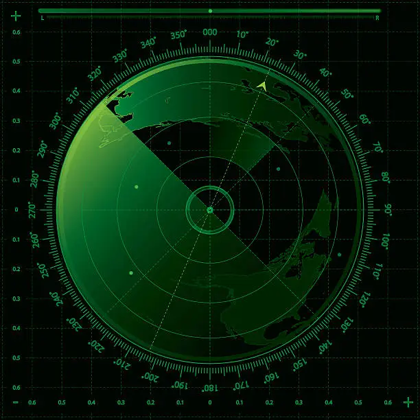 Vector illustration of Image of a green and black radar screen