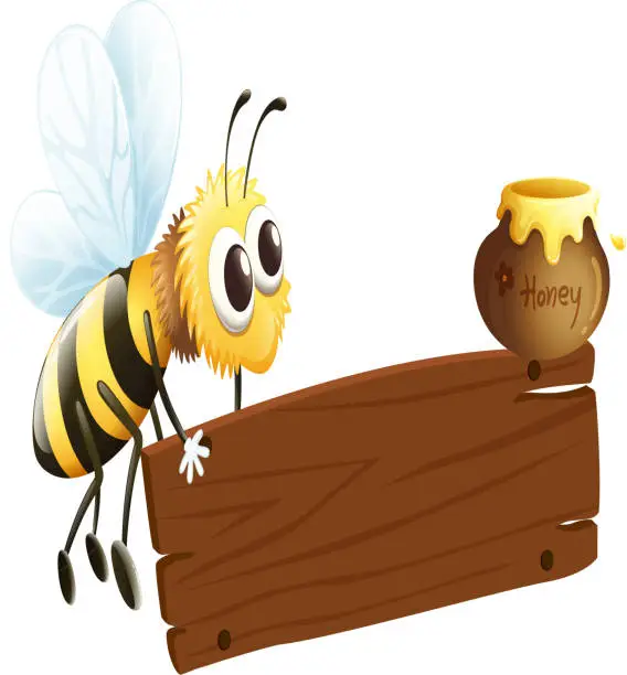 Vector illustration of Bee and the empty signage