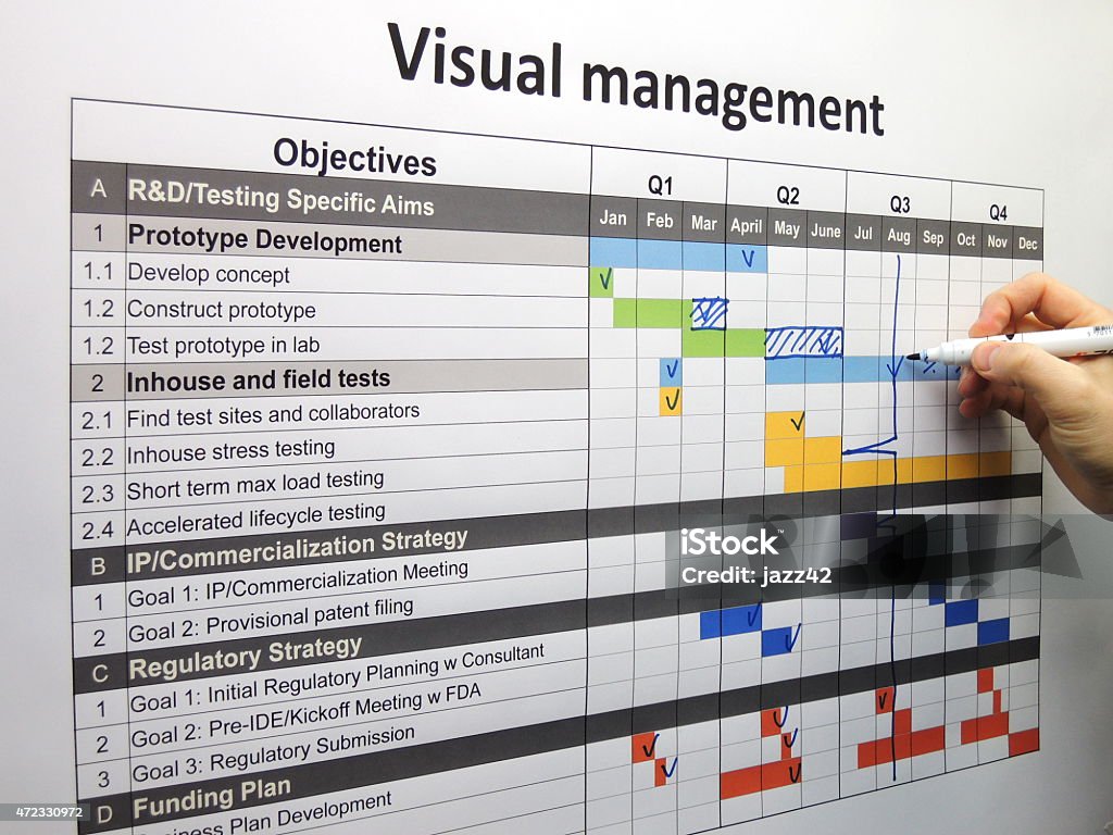 Program Plan Visual Updating The Project Plan Using Visual Management Stock Photo ...
