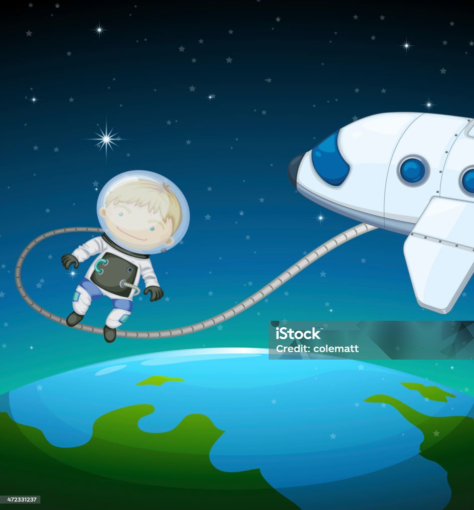Астронавт в космическом пространстве - Векторная графика Астероид роялти-фри