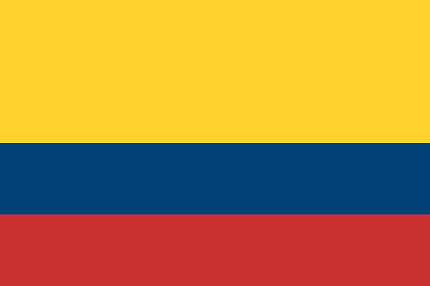 Yellow, blue, and red striped Colombian flag vector art illustration