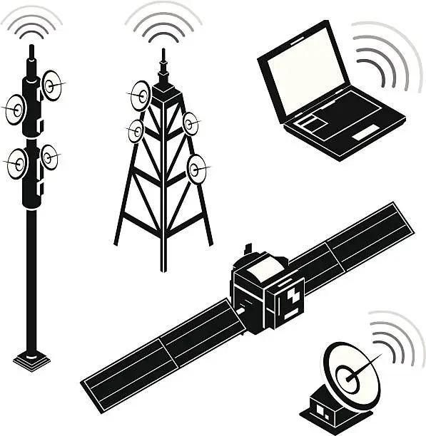 Vector illustration of Isometric Communication Silhouette Icons