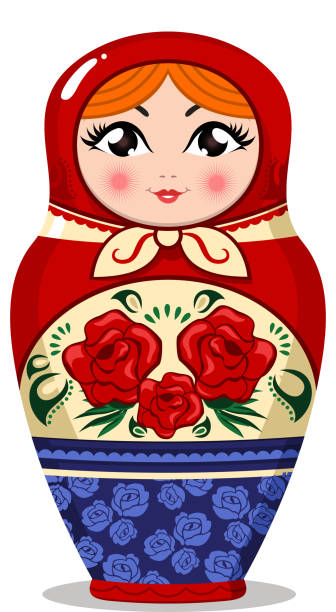 matryoshka 텍사스식 산란기 인형 - russian nesting doll doll small russian culture stock illustrations