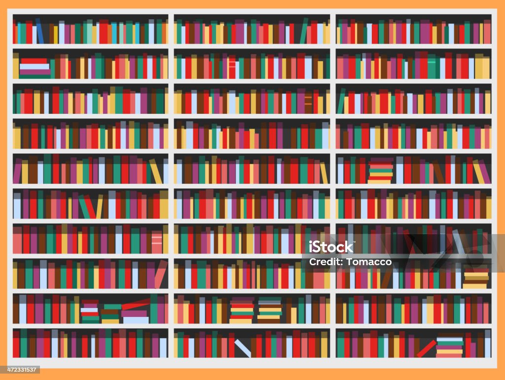 Bibliothek mit Büchern - Lizenzfrei Bücherregal Vektorgrafik