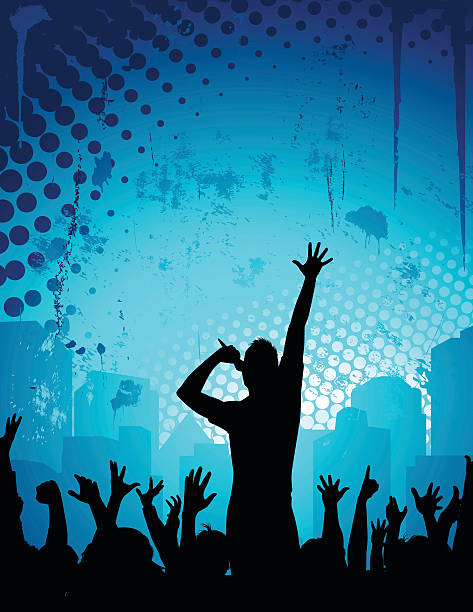 illustrazioni stock, clip art, cartoni animati e icone di tendenza di cantante folla - audience people unrecognizable person crowd