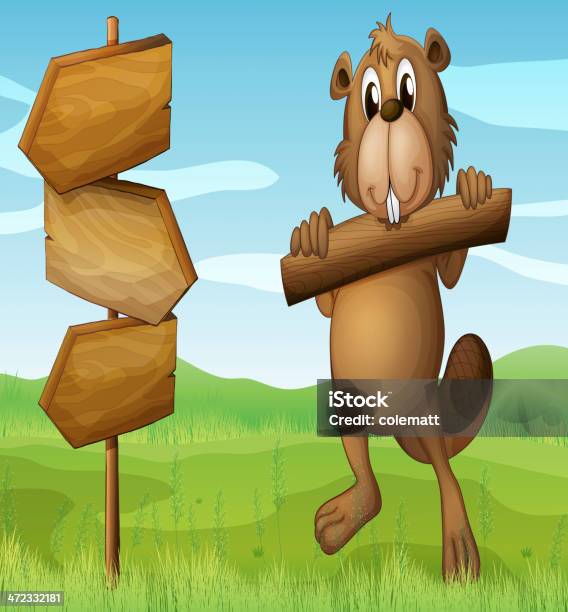 Beaver W Wzgórza Z Kawałek Drewna - Stockowe grafiki wektorowe i więcej obrazów Brzuch człowieka - Brzuch człowieka, Bóbr, Clip Art