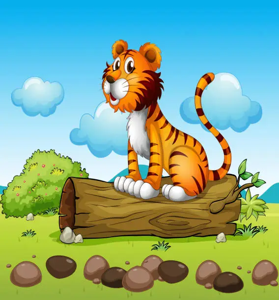 Vector illustration of Tiger relaxing