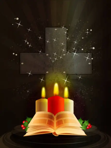 Vector illustration of Holy Book with Candles
