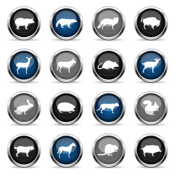 Vector illustration of Supergloss Icons - Wild Animals
