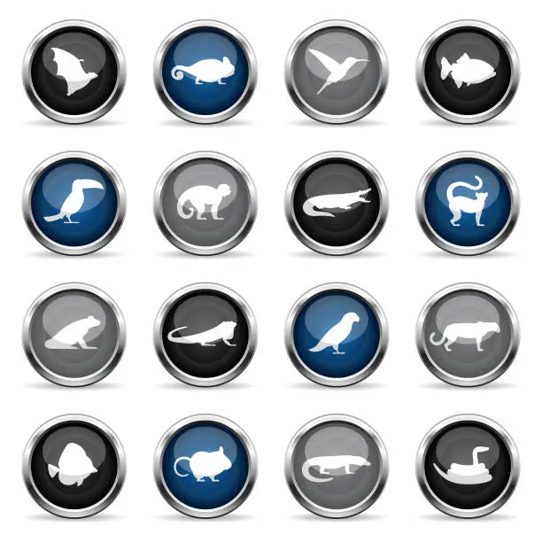 Vector illustration of Supergloss Icons - Exotic Animals