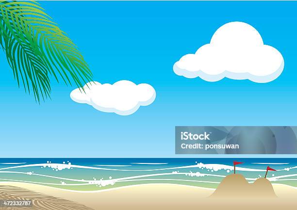 Vettore Spiaggia Backgroundeps10 - Immagini vettoriali stock e altre immagini di Acqua - Acqua, Albergo, Albero