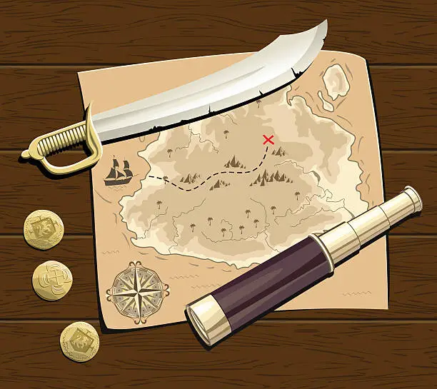 Vector illustration of Pirates Treasure Map