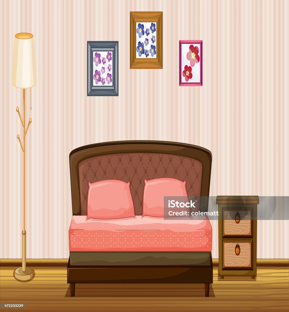 ベッドサイドテーブルとランプ - くつろぐのロイヤリティフリーベクトルアート