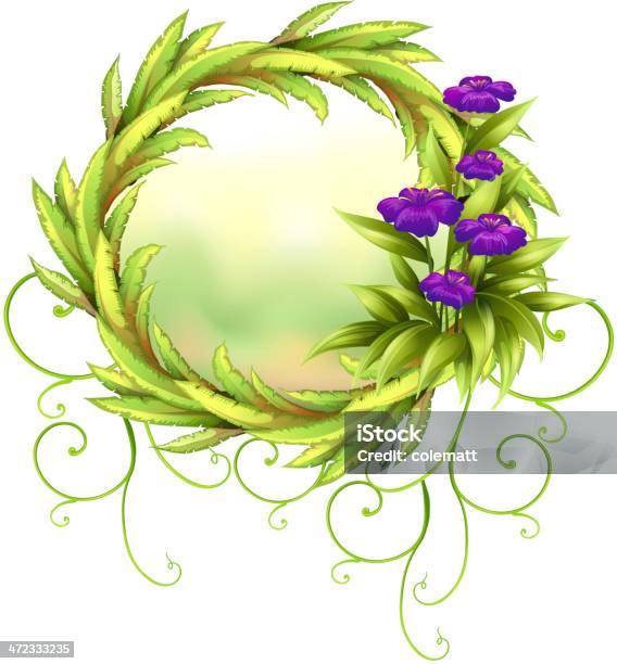 둥근 테두리 녹색 및 보라색 꽃 구에 대한 스톡 벡터 아트 및 기타 이미지 - 구, 긴, 꽃 한송이