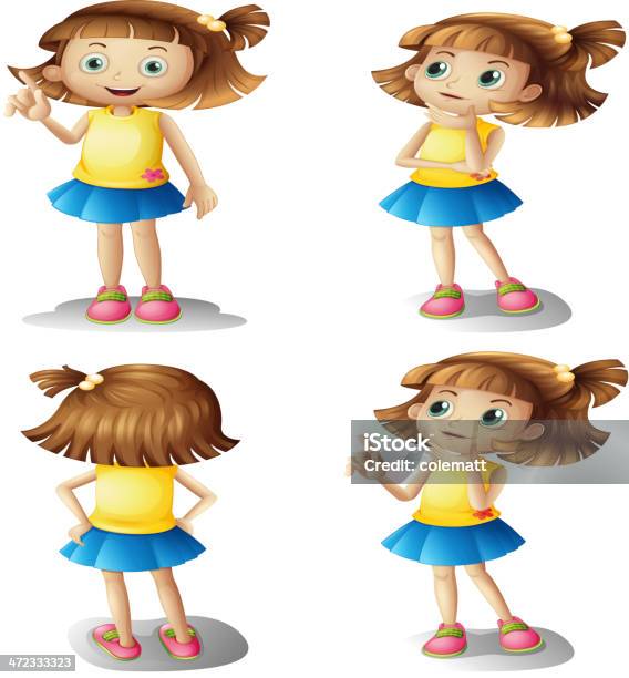 Different Moods Of A Young Girl Stock Illustration - Download Image Now - Activity, Adult, Asking