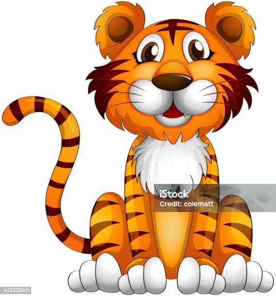 Tiger Sitting Down Stock Illustration - Download Image Now - Animal, Animal Body Part, Animal Ear