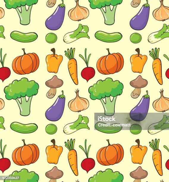 Овощи — стоковая векторная графика и другие изображения на тему Баклажан - Баклажан, Без людей, Бесшовный узор