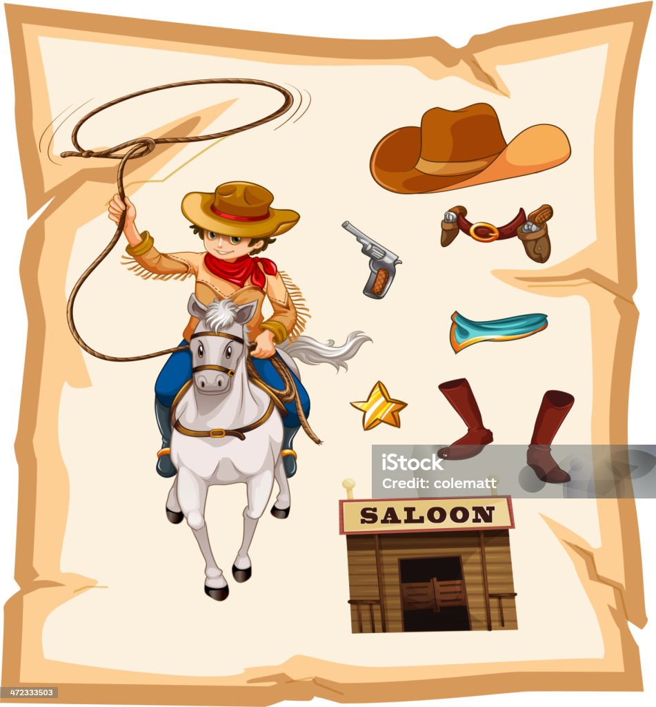 Papel ilustración de cowboy y s bar - arte vectorial de Adolescente libre de derechos