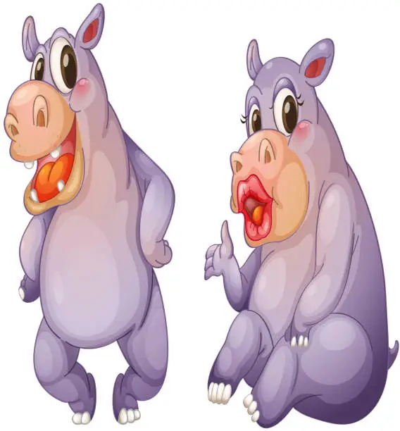Vector illustration of Hippos