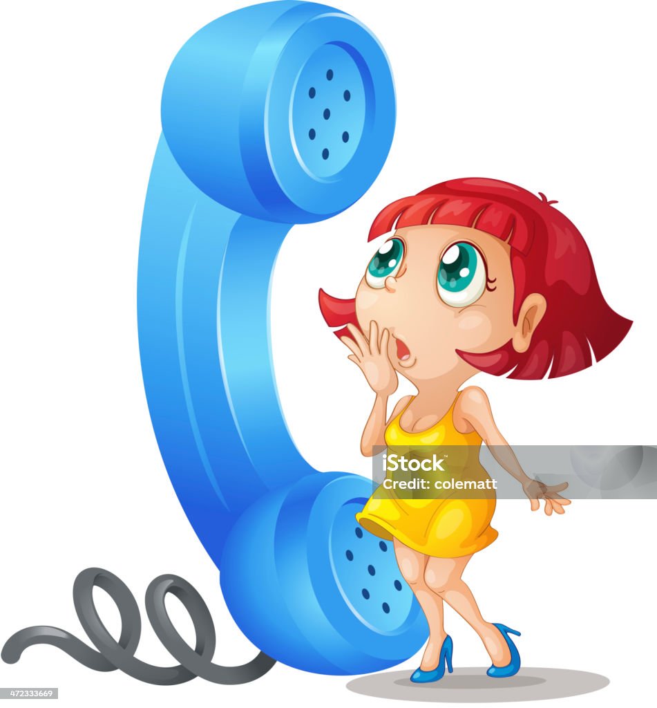 Fille et Combiné téléphonique - clipart vectoriel de Adolescent libre de droits