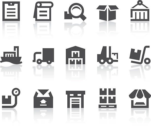 Warehouse Management Icons | Simple Black Series vector art illustration