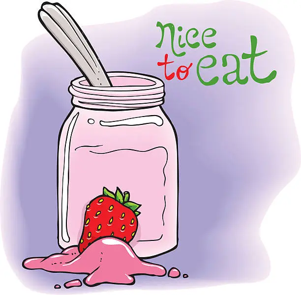 Vector illustration of Strawberry Yogurt