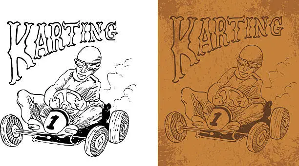 Vector illustration of karting vintage