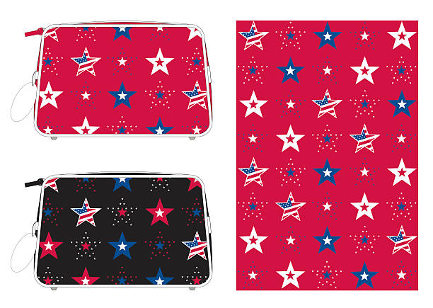 USA Stars and Stripes Patterned Washbag Stars and stripes patterned bag in two colour options. cosmetic bag clip art stock illustrations