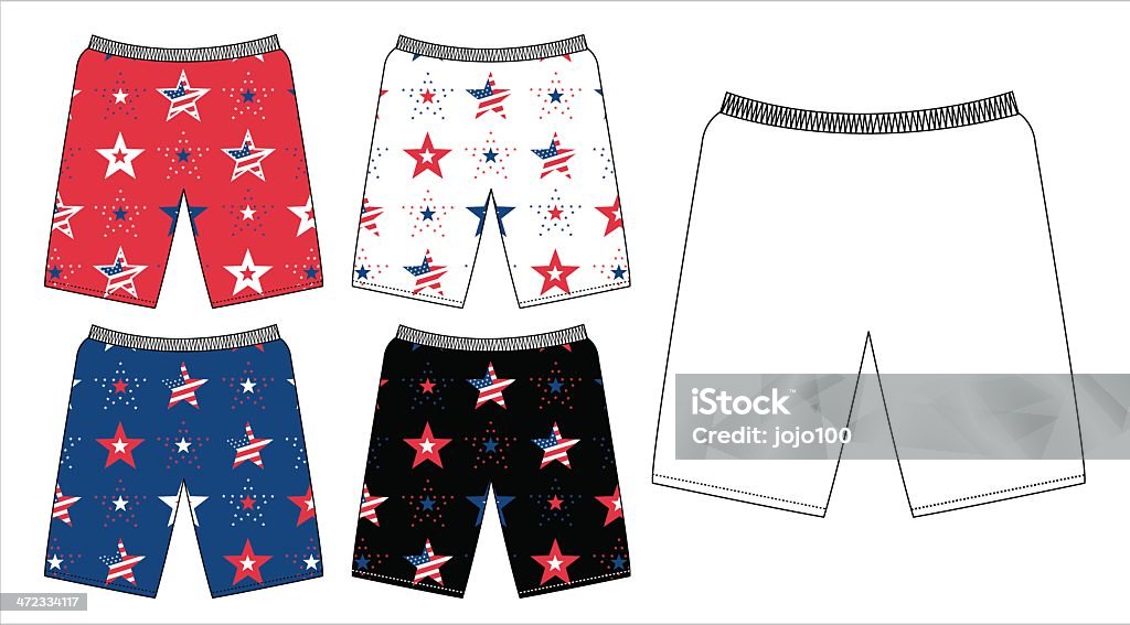 Americana estrelas e riscas homem ou Meninos Shorts - Royalty-free 4 de Julho arte vetorial