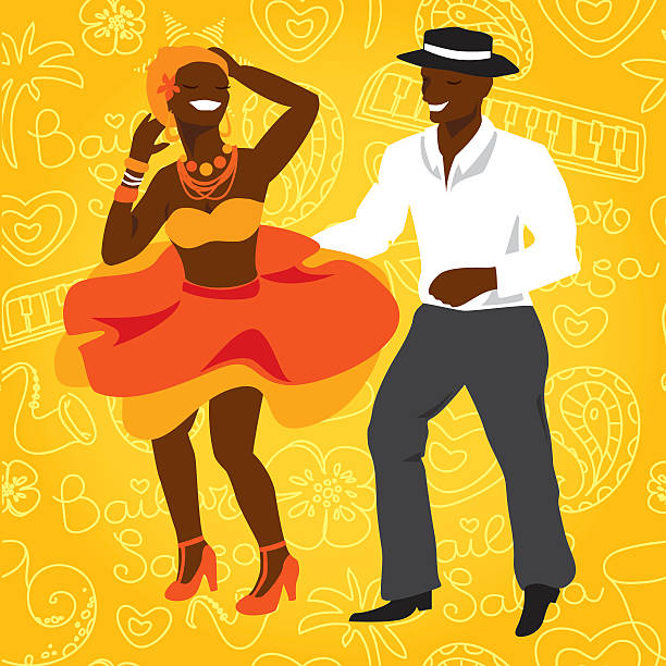 illustrazioni stock, clip art, cartoni animati e icone di tendenza di illustrazione vettoriale di ballerini di salsa - cuban ethnicity illustrations