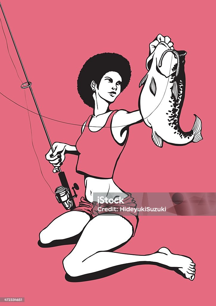 FishingGirl - Vetor de Pescaria royalty-free