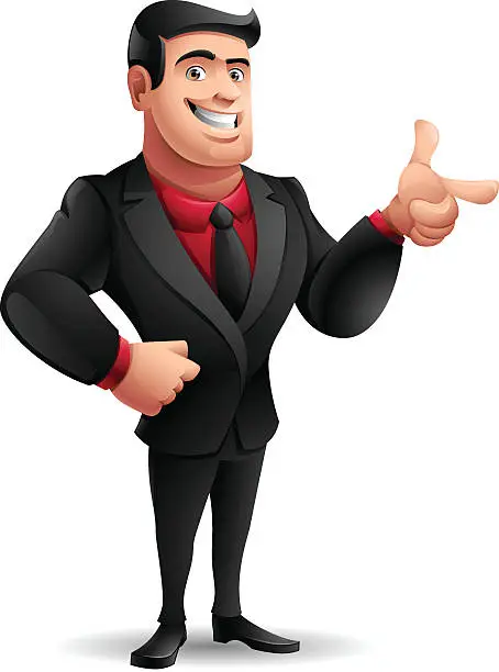 Vector illustration of Businessman: Pointing