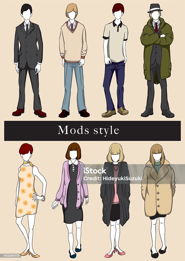Mod Style Acctors Modsstyle Stock Illustration - Download Image Now - Neckerchief, Adult ...
