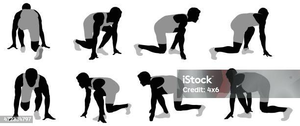 Sportowiec W Starting Block - Stockowe grafiki wektorowe i więcej obrazów Blok startowy - Blok startowy, Sprint - Biegi, Linia startu