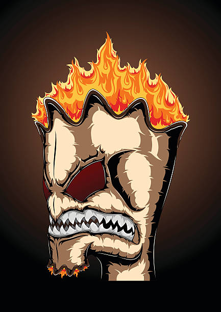 flame dämon - inferno fire flame skull stock-grafiken, -clipart, -cartoons und -symbole