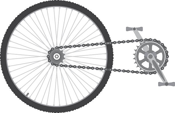 illustrazioni stock, clip art, cartoni animati e icone di tendenza di catena da bicicletta trasmissione - bicycle chain
