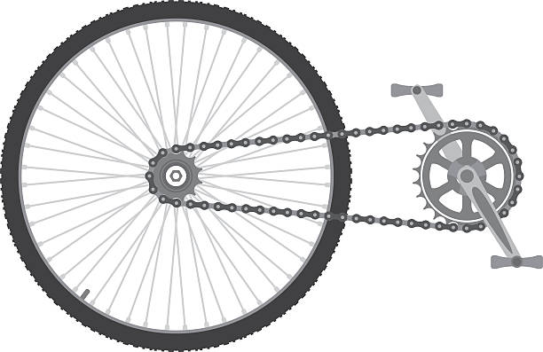 ilustrações de stock, clip art, desenhos animados e ícones de corrente de bicicleta transmissão - bicycle chain bicycle gear chain gear