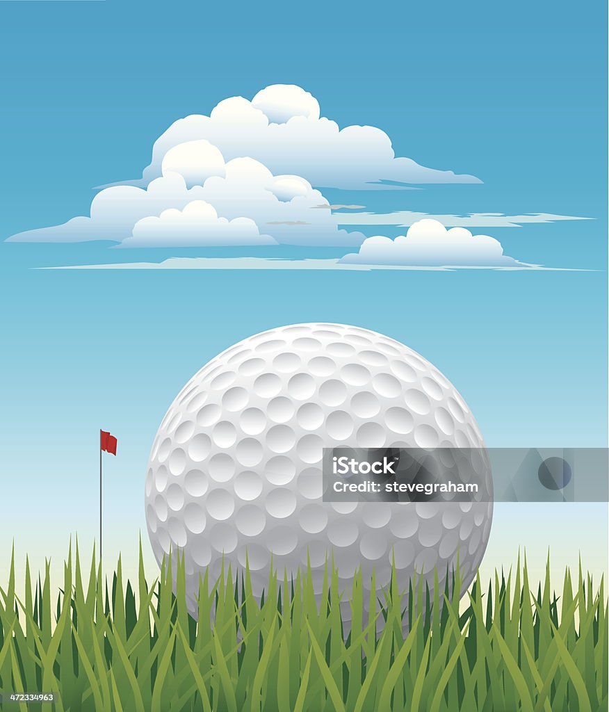 Bola de golfe no campo de golfe - Vetor de Atividade Recreativa royalty-free