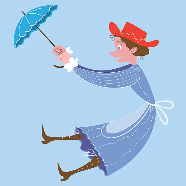 Vector illustration of Lady with umbrella