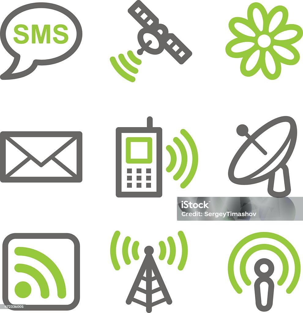 La Communication web icônes, vert et gris contour series - clipart vectoriel de Antenne individuelle libre de droits