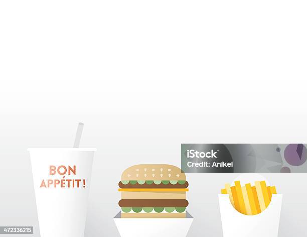 Cheeseburger Avec Des Frites Et Boissons Bon Appétit Vecteurs libres de droits et plus d'images vectorielles de Repas