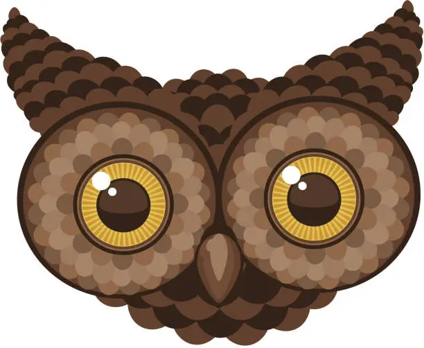 Vector illustration of Staring Owl Head