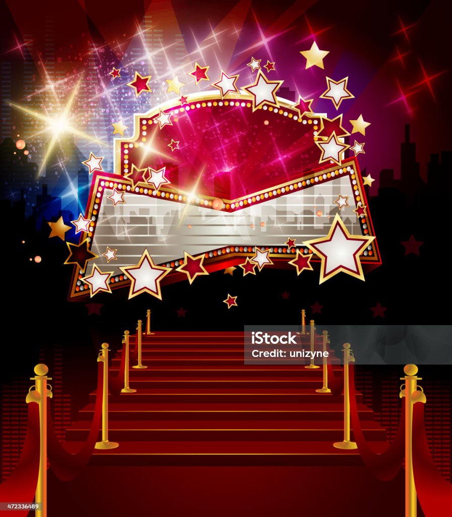 Intrattenimento-Red Carpet con bandiera di visualizzazione - arte vettoriale royalty-free di Tappeto rosso