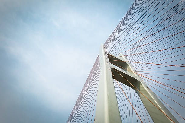 ponte de tirantes plano - cable stayed bridge imagens e fotografias de stock